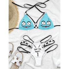 Wonder Skull Women's Bikini is a stylish two-piece with a cheeky cut-out design, stitched accents, and oversized rings. Made with soft, elastic fabric and adjustable straps, it offers a comfortable, flattering fit for all body types—perfect for relaxation or making memories by the water.