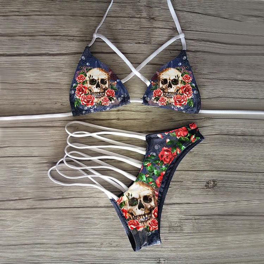 Wonder Skull Women's Bikini combines comfort, style, and confidence with its cheeky skull flower design, quick-drying fabric, and adjustable straps for a perfect fit. Featuring a flattering high-waisted bottom and playful skull print, it’s the ideal swimwear for standing out this summer.