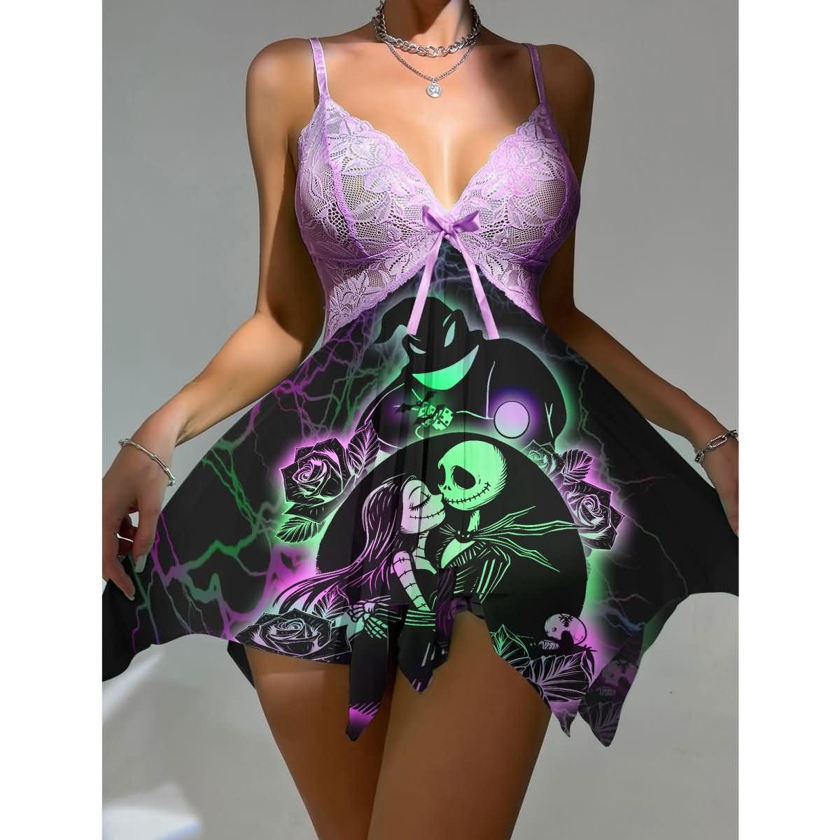Wonder Skull Women's Lace Nightgown combines comfort and elegance with soft, breathable fabric and a chic lace design. Featuring adjustable straps for a perfect fit, it’s ideal for lounging or sleeping and suits all body types. A stylish must-have for your wardrobe!