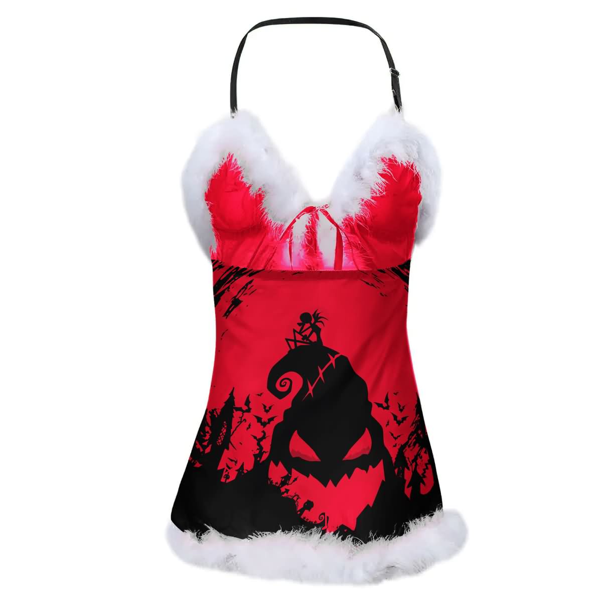 Wonder Skull Women's Nightgown is a stylish and comfortable sleepwear set featuring a faux fur babydoll nightgown and matching thong. Made from soft fabric with adjustable straps, it's perfect for holiday parties or themed events. Its bold design makes it a standout choice for women who love to make an impression, suitable for both special occasions and everyday wear.