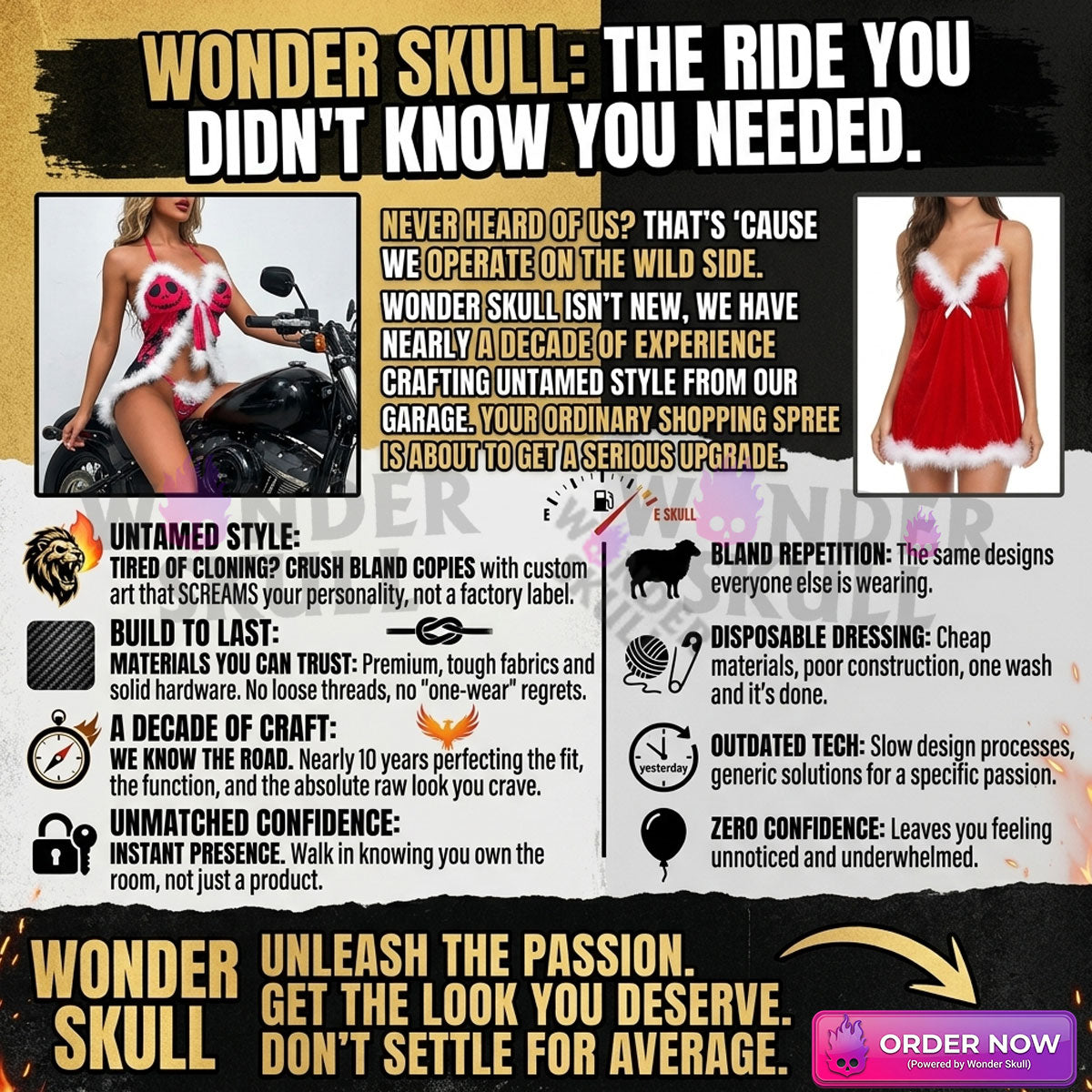 Wonder Skull Women's Nightgown is a stylish and comfortable sleepwear set featuring a faux fur babydoll nightgown and matching thong. Made from soft fabric with adjustable straps, it's perfect for holiday parties or themed events. Its bold design makes it a standout choice for women who love to make an impression, suitable for both special occasions and everyday wear.