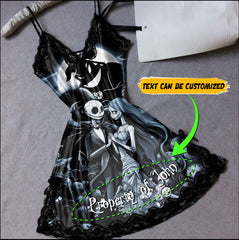 Wonder Skull Women's Nightgown, Dark Nightmare Comfort Adjustable Straps Babydoll Chemise Sleepwear that combines dark romance with comfort and style. Inspired by "The Nightmare Before Christmas," this nightdress features unique patterns, premium fabrics, and adjustable straps for a perfect fit. Ideal for themed parties or lounging at home, it offers durability and easy care, maintaining its enchanting design wash after wash.