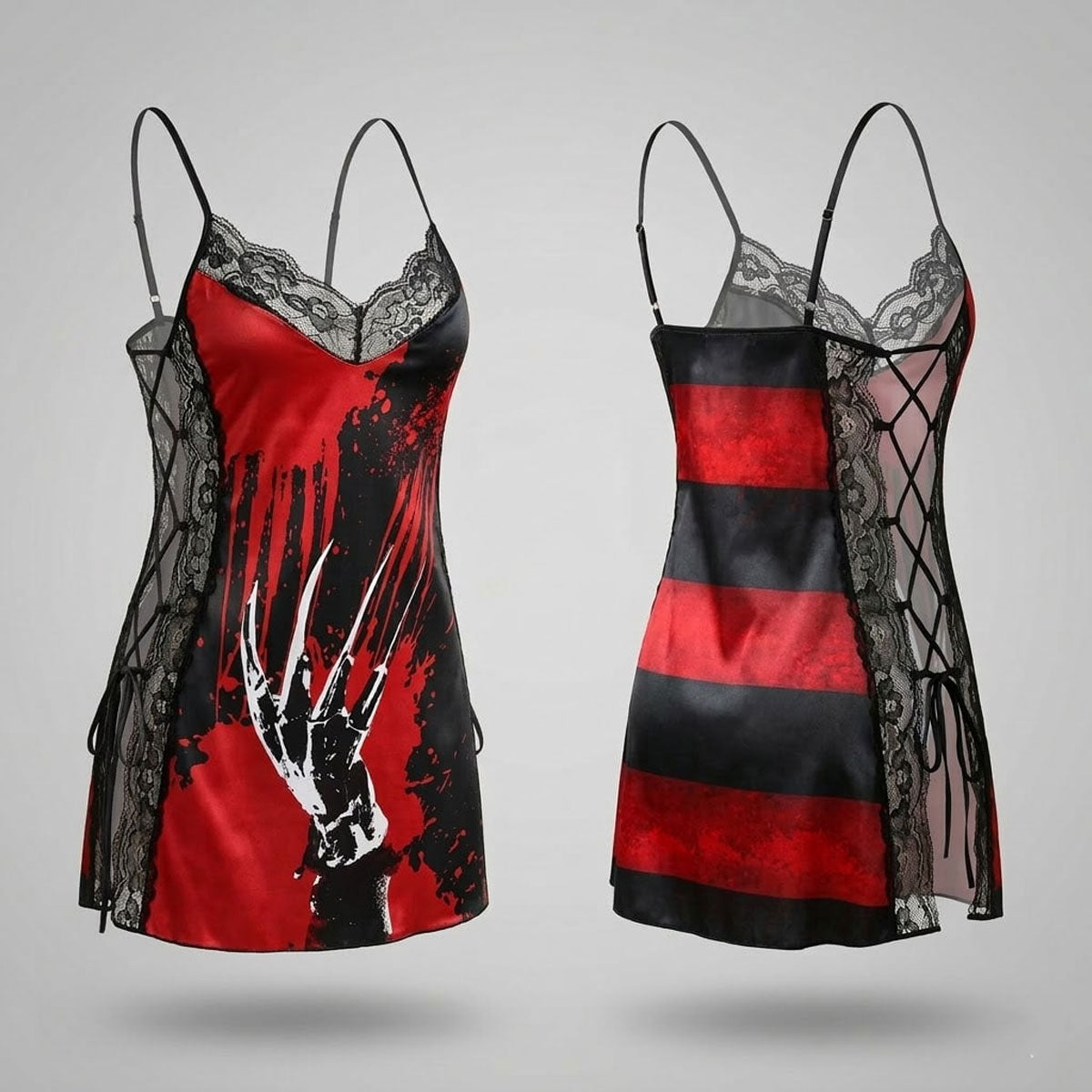 Wonder Skull Women's Nightgown combines comfort, style, and spooky charm with silky fabric, soft lace, adjustable straps, and glow-in-the-dark accents. Perfect for lounging, sleepwear, or gifting, it's a must-have for fans of gothic fashion and special occasions like Halloween or anniversaries.