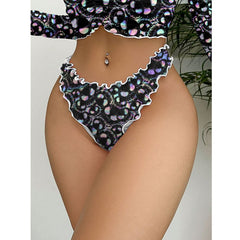 Wonder Skull Women's Pajama Set, featuring a unique iridescent design that adds a touch of glamour to your loungewear. The soft, stretchy material ensures a perfect fit for ultimate comfort, while playful ruffles and a chic bow detail add a fun and stylish element. Perfect for any occasion, from slumber parties to lazy days at home.