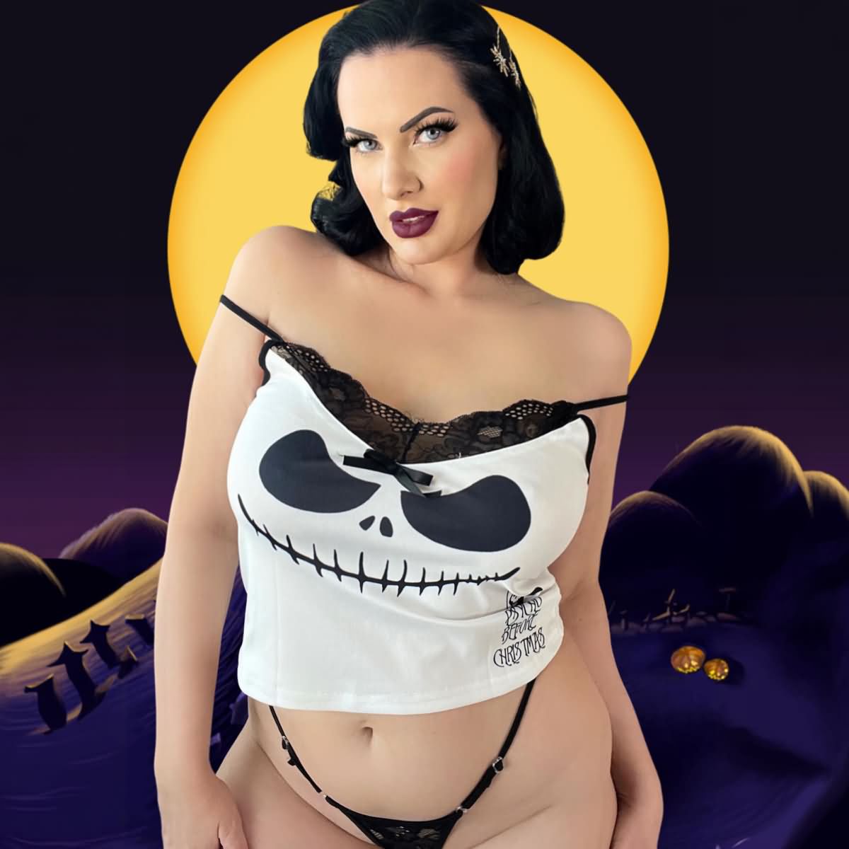  Wonder Skull "Little Nightmare" Sleepwear Set features playful skull designs and elegant lace details for a whimsical yet sophisticated look. Made from high-quality materials, it offers comfort and durability, perfect for lounging and sleeping. This stylish set is a must-have for a unique nighttime wardrobe.