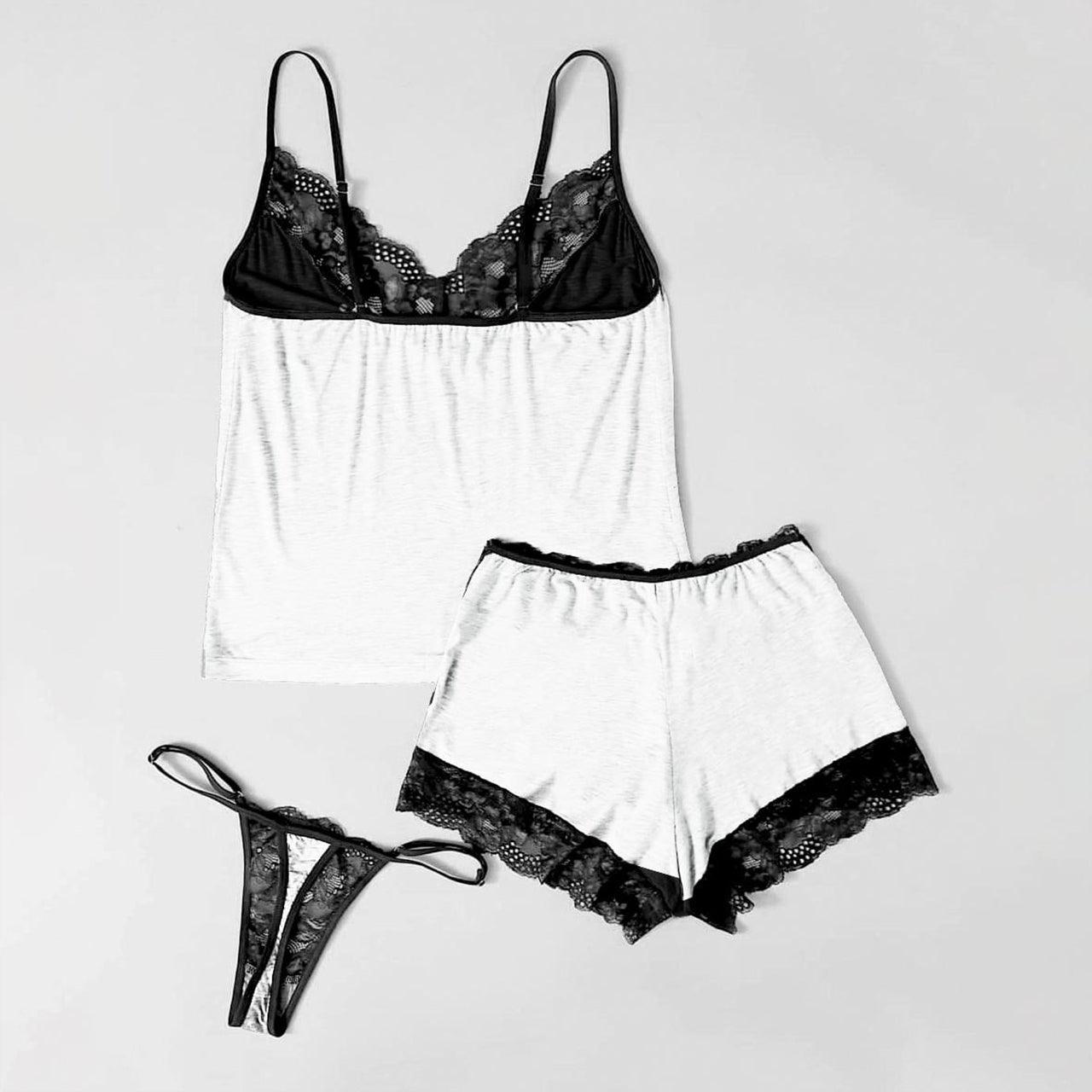  Wonder Skull "Unique Iconic Printing" Sleepwear Set features playful skull designs and elegant lace details for a whimsical yet sophisticated look. Made from high-quality materials, it offers comfort and durability, perfect for lounging and sleeping. This stylish set is a must-have for a unique nighttime wardrobe.