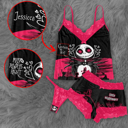 Wonder Skull Black Pink Skull Romantic Gothic Pajama Sleepwear Lace Set combines gothic charm with cozy confidence. The bold black-and-pink design pairs edgy skull graphics with delicate lace, blending sweetness with rebellion. Slip into this set for comfort and attitude—sleepwear that matches your fearless spirit.