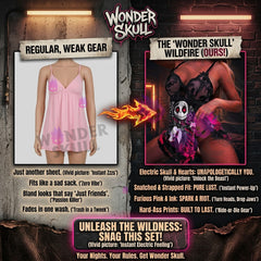 Bold and Unique "High Quality Unique Technique" print Wonder Skull women's lingerie set, perfect for embracing your gothic style. This comfortable and sexy sleepwear features intricate lace details and adjustable straps for a perfect fit. Stand out with this exclusive design, combining elegance and edge for a look that boosts confidence. Shop now for seductive and comfortable lingerie that turns heads and enhances your natural curves. 
