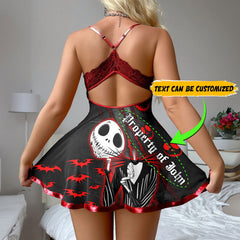 Wonder Skull Women's Red Lace Nightgown is an elegant and alluring lingerie piece with 'Nightmare-themed' prints. Made from soft red lace, it features a strappy back and contrast trims for added seduction. Perfect for special occasions, it offers comfort and a touch of mystery, making the wearer feel confident and captivating.