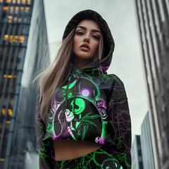 Stay stylish and comfy with the Wonder Skull Women's Lingerie Set. Featuring gothic-inspired designs, ultra-soft fabric, and a cheeky hoodie, it's perfect for sleep or lounging!