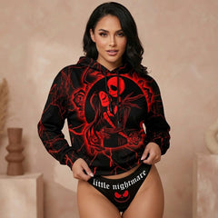 Stay cozy and stylish with this Wonder Skull Women's red and black skeleton-themed hoodie thong set. Featuring a striking skeleton and roses design, ultra-soft fabric, and durable construction, it's perfect for lounging at home or making a bold statement on the go. Comfortable, versatile, and built to last—this set combines fashion and function effortlessly.