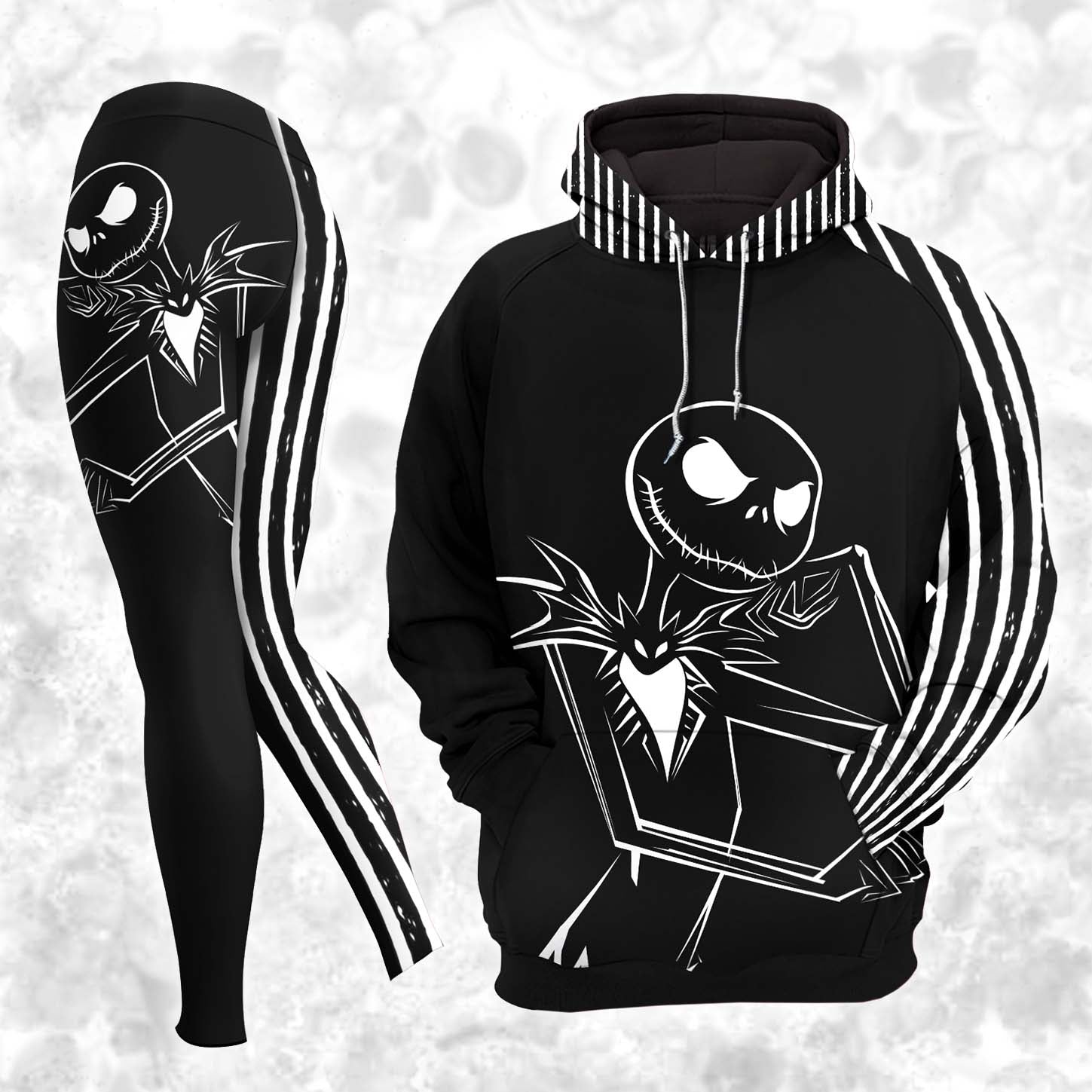 Women Hoodie and Leggings, Shadow Skeleton Art Outwear Pants Outfit