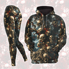 Tan Skull Tree Gothic Combo Hoodie and Leggings - Dark and edgy matching set with skull designs for a unique and stylish look