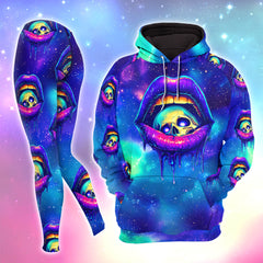 Women Hoodie and Leggings, Galaxy Skull Lip Outwear Pants Outfit