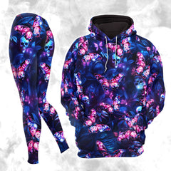 Women Hoodie and Leggings, Skull Butterfly Nightmare Outwear Pants Outfit