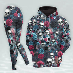 Women Hoodie and Leggings, Bleeding Roses & Broken Skulls Outwear Pants Outfit