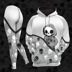 Women Hoodie and Leggings, Metal Skeleton Glitter Outwear Pants Outfit