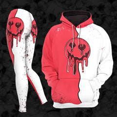 Women Hoodie and Leggings, Red Emoji Melting Outwear Pants Outfit