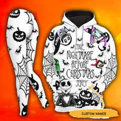 Customized Nightmare  Art Combo Hoodie and Leggings - Dark and edgy matching set with skull designs for a unique and stylish look