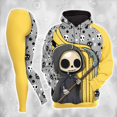 Women Hoodie and Leggings, Grim Reaper Emo Outwear Pants Outfit