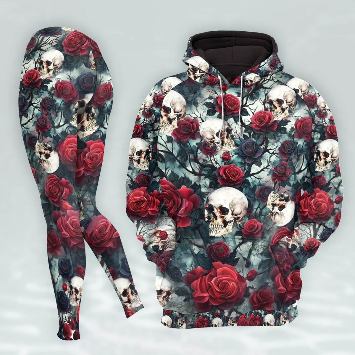 Women Hoodie and Leggings, Thorns & Remains Skull Outwear Pants Outfit