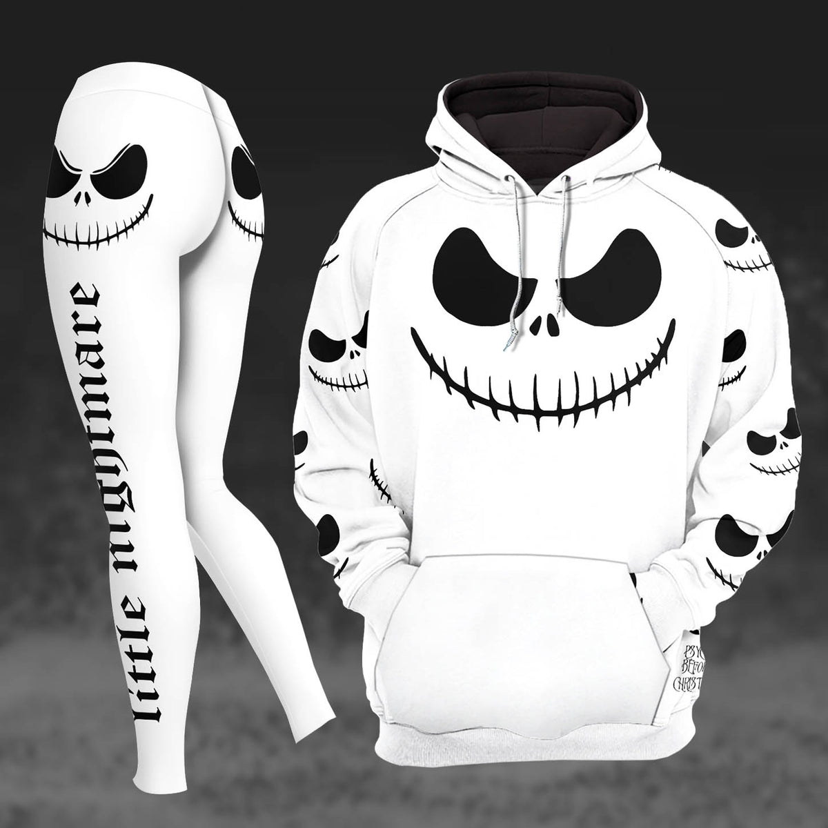 Women Hoodie and Leggings, Black & White Art Outwear Pants Outfit