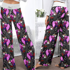 Dark Romance Skull Wings Women's High-waisted Wide Leg Pants