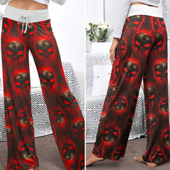 Blood Skull Rampage Pattern Women's High-waisted Wide Leg Pants
