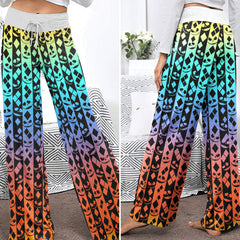 Colorful Skull Diamond Art Women's High-waisted Wide Leg Pants