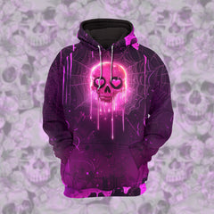 Women Hoodie and Leggings, Pink Skull Melting Art Outwear Pants Outfit