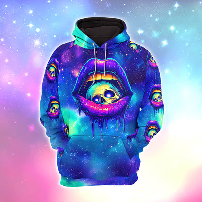 Women Hoodie and Leggings, Galaxy Skull Lip Outwear Pants Outfit