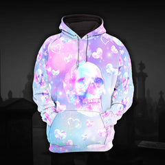 Holographic Skull Heart Combo Hoodie and Leggings - Dark and edgy matching set with skull designs for a unique and stylish look