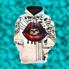 Women Hoodie and Leggings, Pastel Skull Clip Art Outwear Pants Outfit