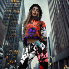 Women Hoodie and Leggings, Purple Shadow Gate Outwear Pants Outfit