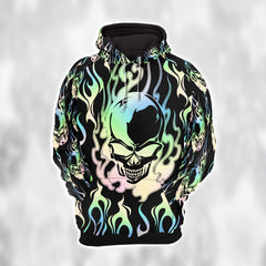 Pastel Skull Fire Combo Hoodie and Leggings - Dark and edgy matching set with skull designs for a unique and stylish look