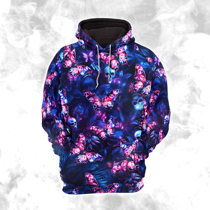 Women Hoodie and Leggings, Skull Butterfly Nightmare Outwear Pants Outfit