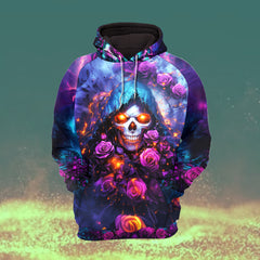 Women Hoodie and Leggings, Grim Reaper Rose Lava Outwear Pants Outfit