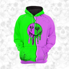 Women Hoodie and Leggings, Purple Green Emoji Outwear Pants Outfit