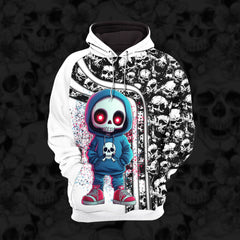 Women Hoodie and Leggings, Blue Skeleton Grunge Art Outwear Pants Outfit