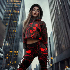 Women Hoodie and Leggings, Red Couple Nightmare Outwear Pants Outfit