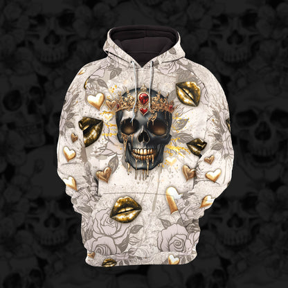 Women Hoodie and Leggings, Skull Lip Vintage Art Outwear Pants Outfit