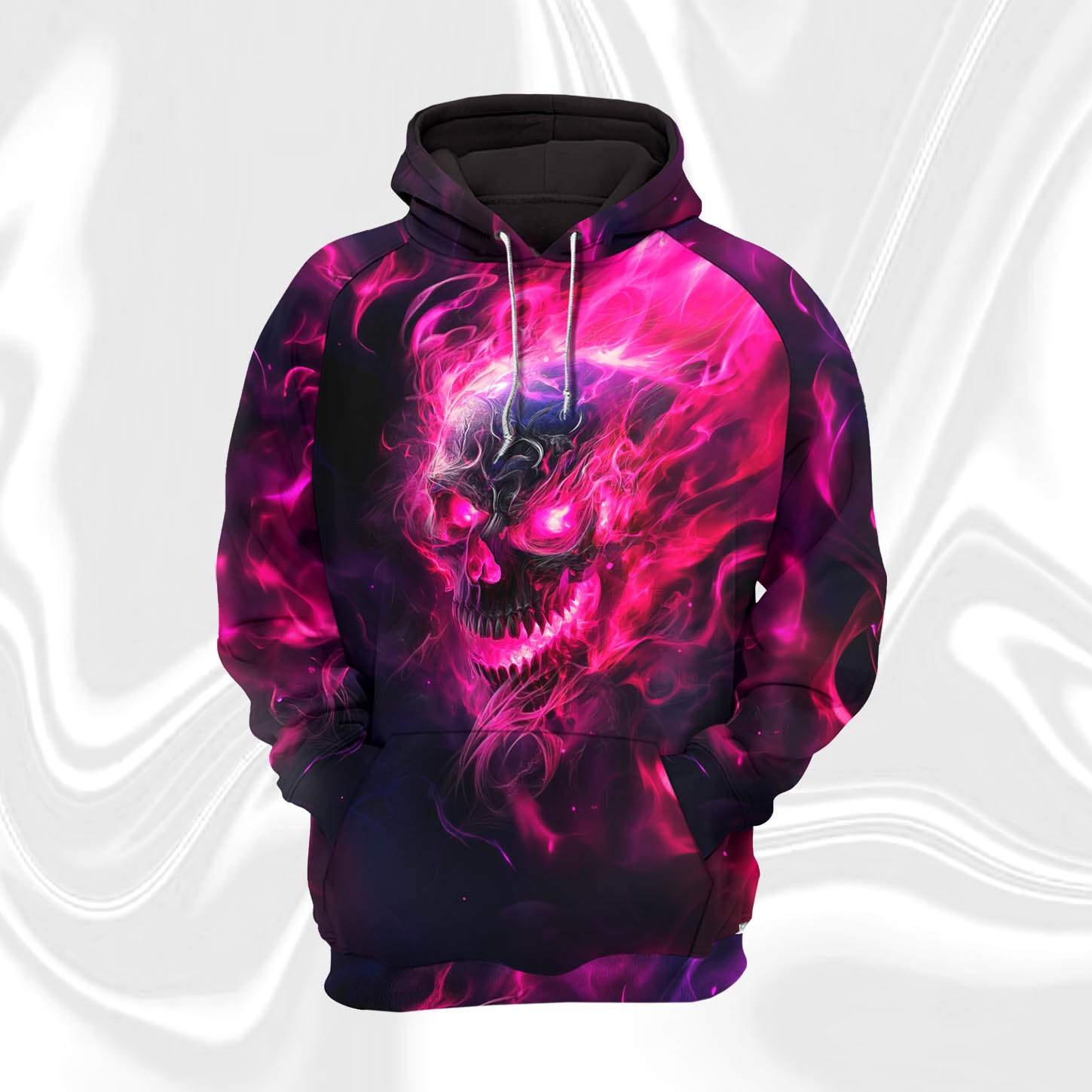 Women Hoodie and Leggings, Pink Skull Flaming Art Outwear Pants Outfit