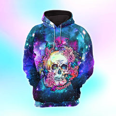 Galaxy Skull Butterfly Flower Combo Hoodie and Leggings - Dark and edgy matching set with skull designs for a unique and stylish look