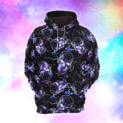 Galaxy Skull Black Thunder Combo Hoodie and Leggings - Dark and edgy matching set with skull designs for a unique and stylish look