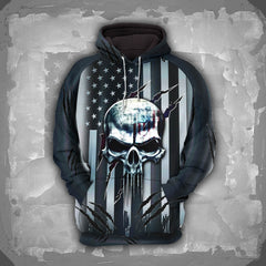 Dark American Flag Skull Combo Hoodie and Leggings - Dark and edgy matching set with skull designs for a unique and stylish look