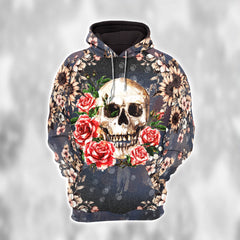 Retro Skull Flower Combo Hoodie and Leggings - Dark and edgy matching set with skull designs for a unique and stylish look