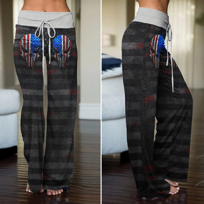 Rebel Patriot Track Art Women's High-waisted Wide Leg Pants