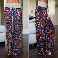 Baroque American Skull Women's High-waisted Wide Leg Pants