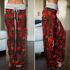 Blood Skull Rampage Pattern Women's High-waisted Wide Leg Pants