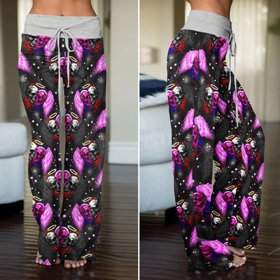Dark Romance Skull Wings Women's High-waisted Wide Leg Pants
